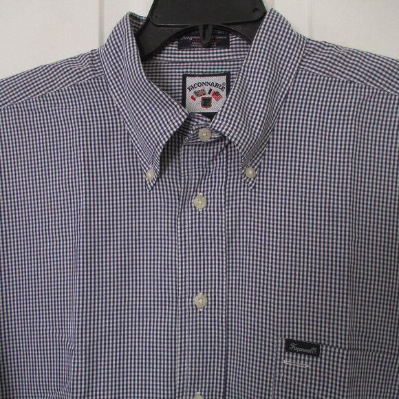 Faconnable Mens S/S Navy Cotton Button Down Dress Shirt - XXL Tall w/18" Collar - Picture 3 of 3